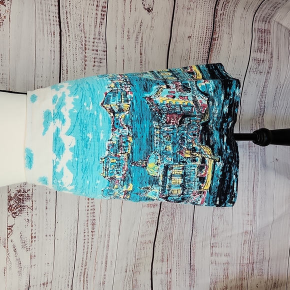Talbots Dresses & Skirts - Scenic Print Blue Skirt